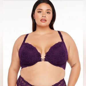 Savage X Fenty romantic corded lace playtime purple push up bra sz 38 DDD